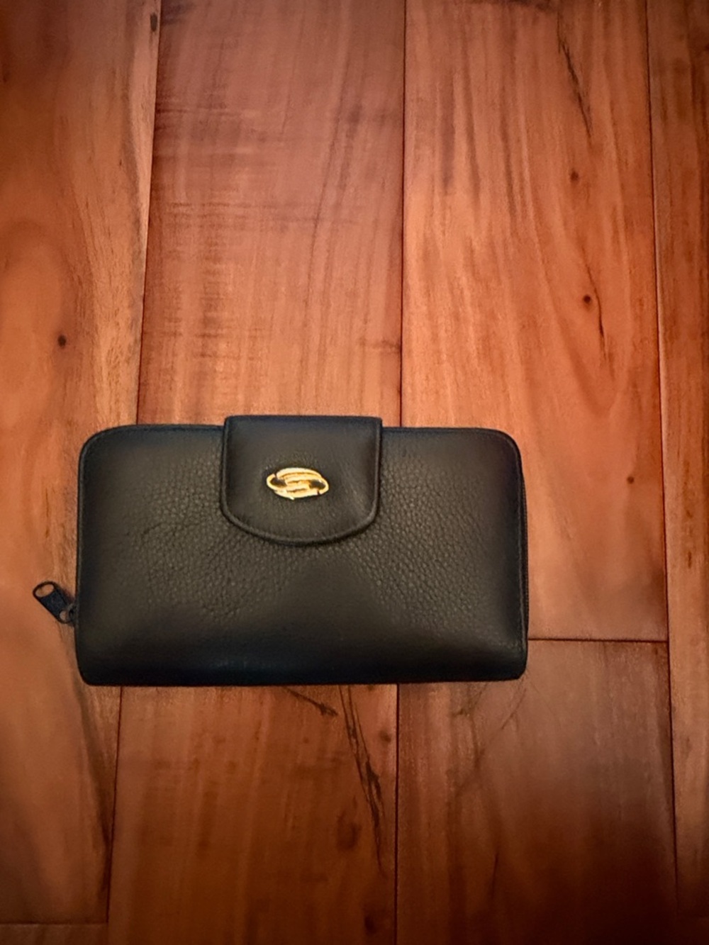 Black Leather Wallet with Gold Accent